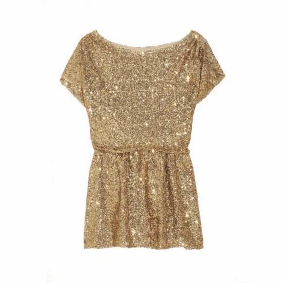 ALICE + OLIVIA • Barret Sequin Blouson Top in Gold - Picture 1 of 13